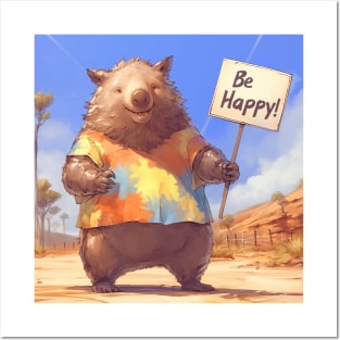 Be Happy wombat! Posters and Art